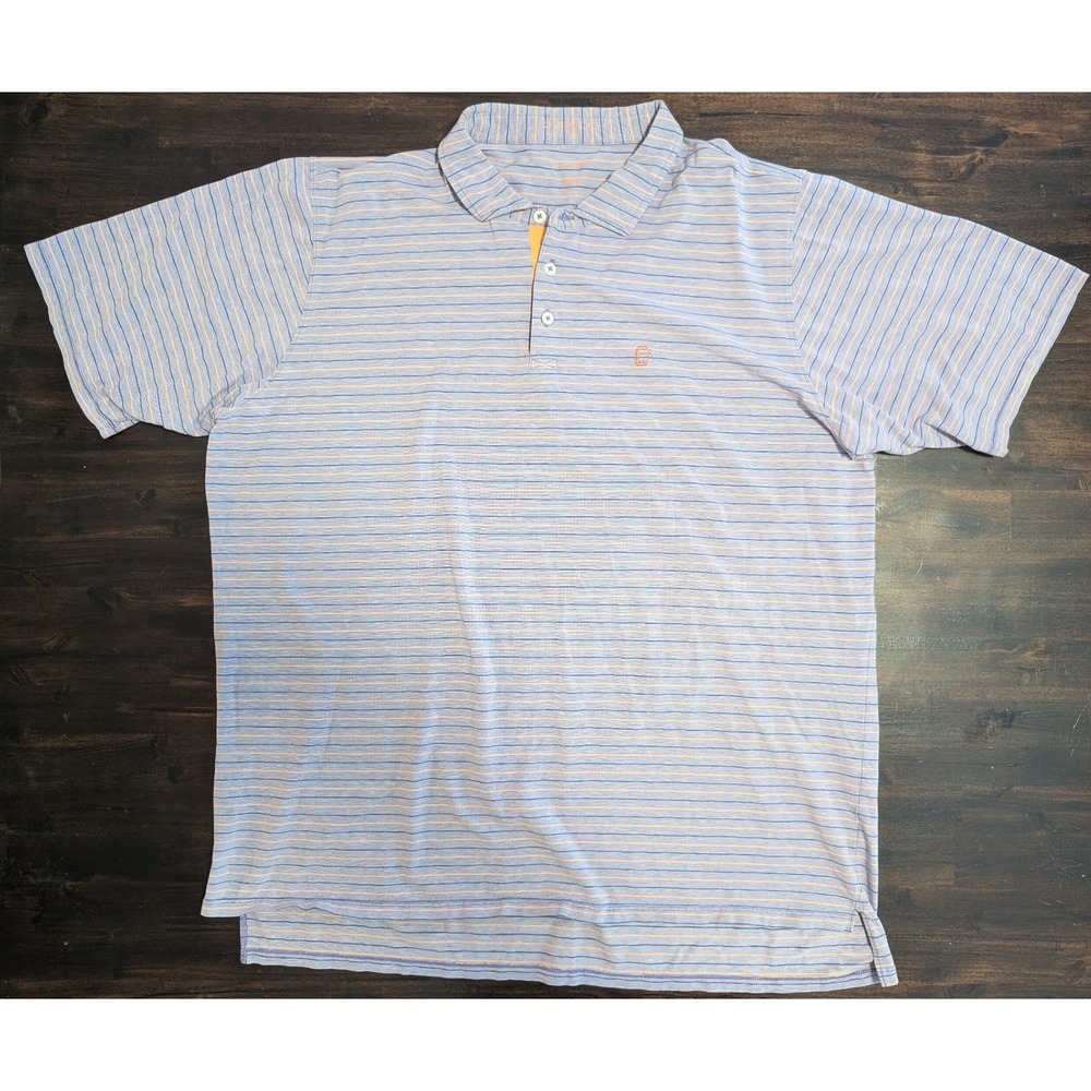 B. Draddy USA Men's XXL Pima Cotton Stripe Polo Performance Golf Shirt Stretch
